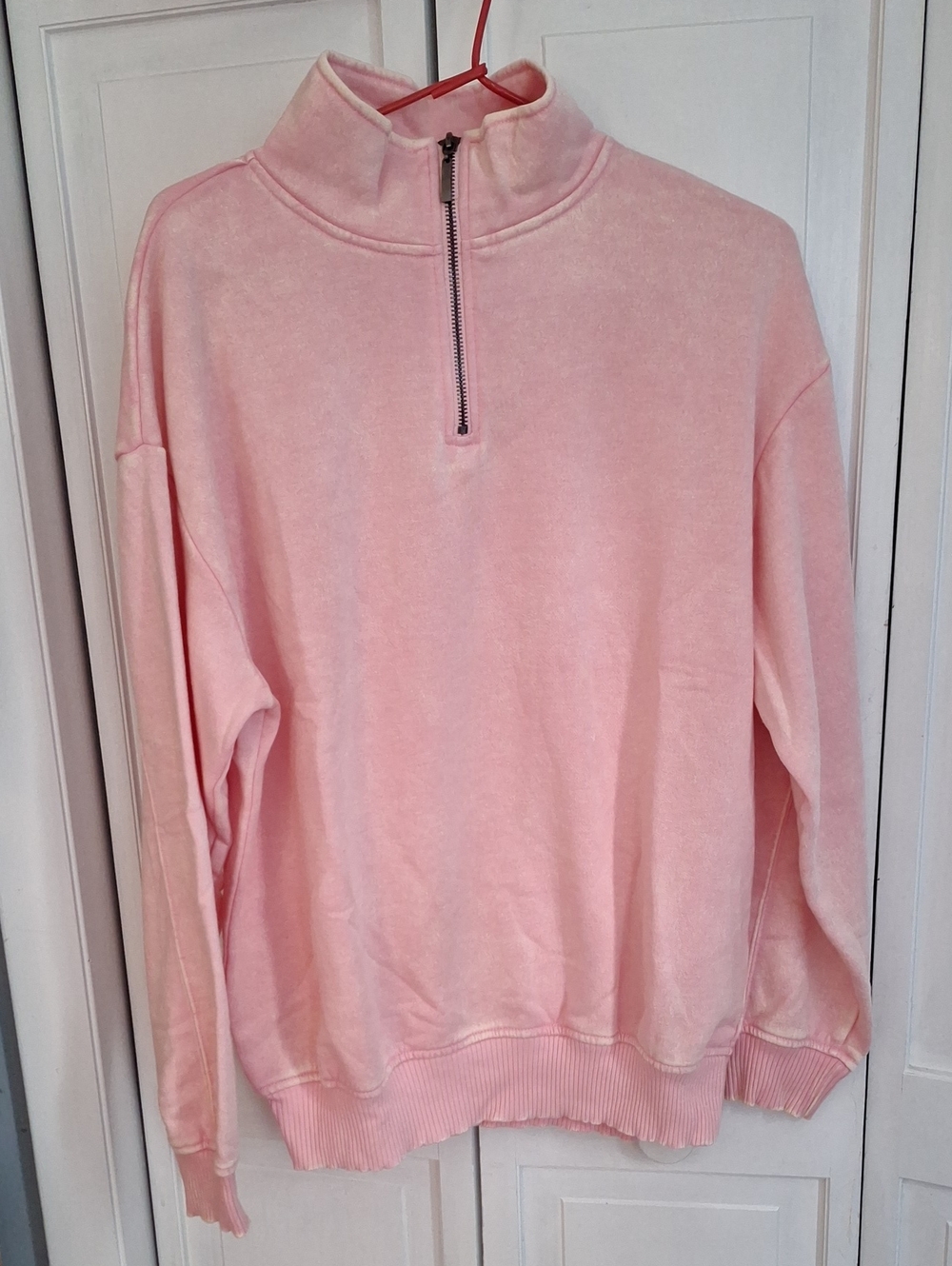 Women's Pink Quarter-Zip Pullover Sweatshirt